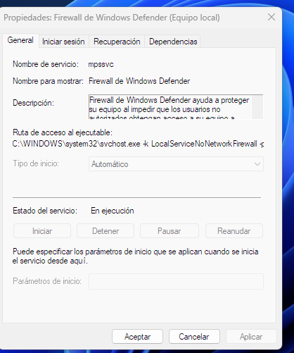 Solucionando el error 0x80070422 - Servicio de Firewall de Windows Defender