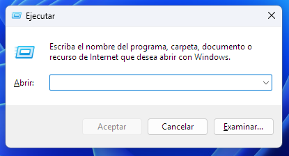 Combinación teclas Windows + R, se abre ventana de ejecutar el comando Cleanmgr