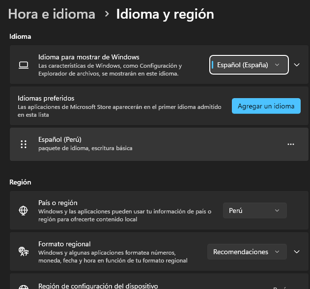 Configuración Regional para eliminar el error 0x80070057